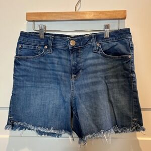 Seven7 Women's Denim Weekend Shorts Size 8 Frayed Hem Blue Jeans